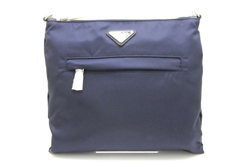 Prada shoulder bag calfskin Tessuto Navy Blue Baltico